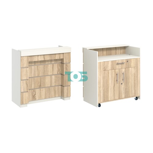 Торговый кассовый прилавок выкатной с утопленным фасадом №УФК-1-1