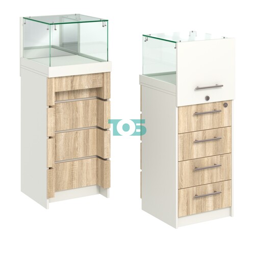 Торговый прилавок малый с утопленным фасадом и четырьмя ящиками №УФ-2-450