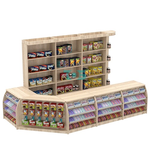 Комплект кассовой зоны с открытыми стеллажами большой №3