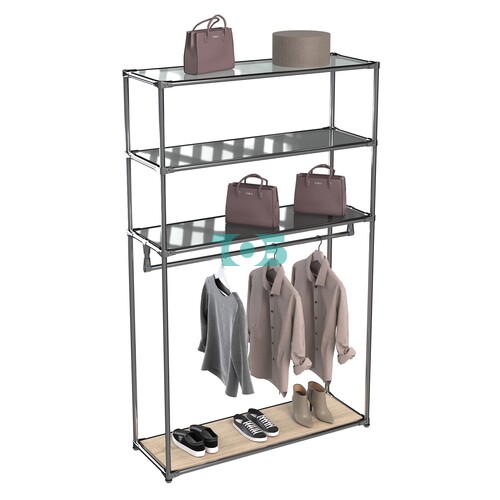 Хромированное вешало БАШНЯ №6-2 с полками стекло 8мм (тонированное)