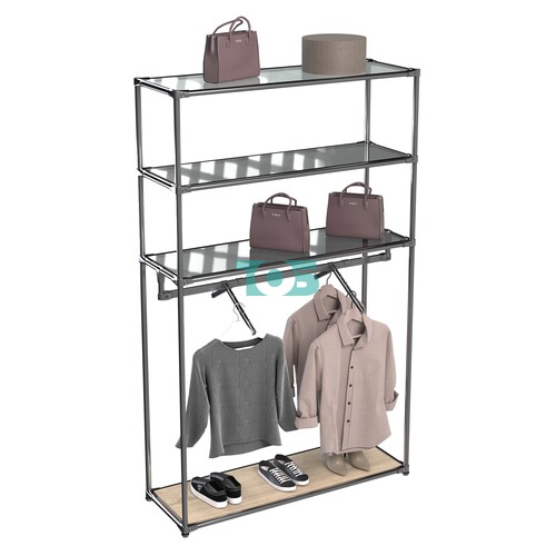 Хромированное вешало БАШНЯ №7-2 с полками Стекло 8мм (тонированное)