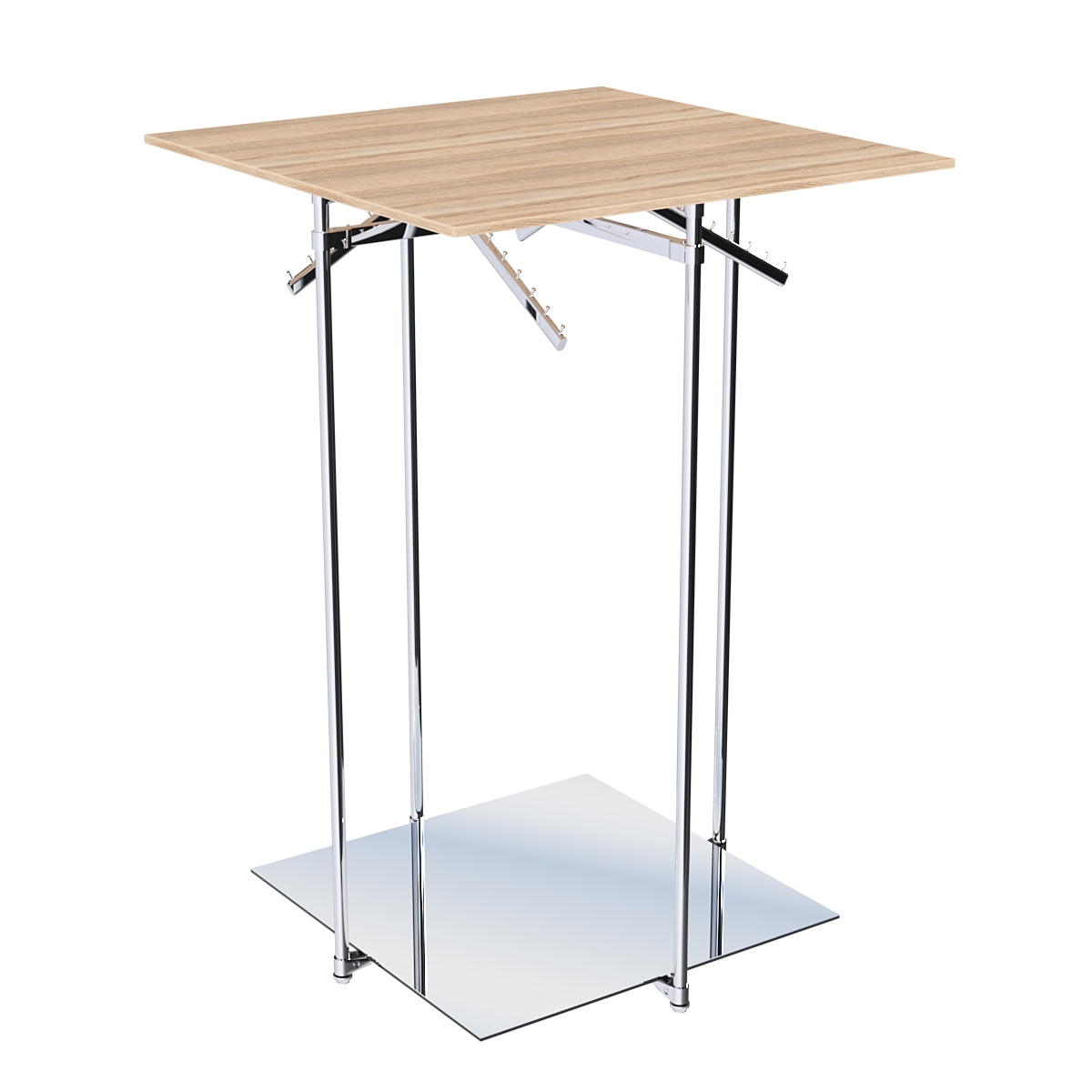 Хромированное вешало КВАДРАТ №2-3 (низ - зеркальный, верхняя платформа - ДСП 16мм) Дуб Сонома