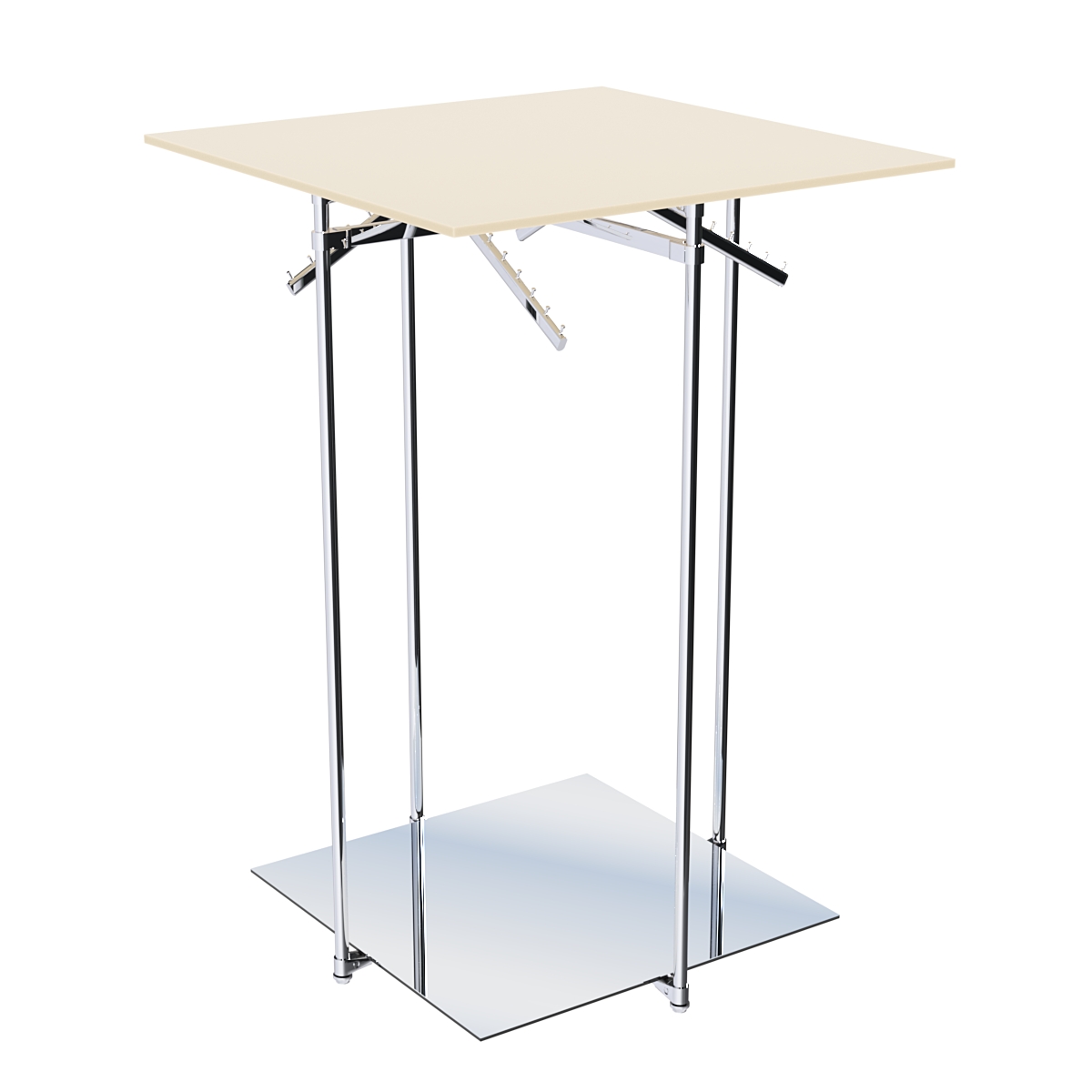 Хромированное вешало КВАДРАТ №2-3 (низ - зеркальный, верхняя платформа - ДСП 16мм) Крем Вайс