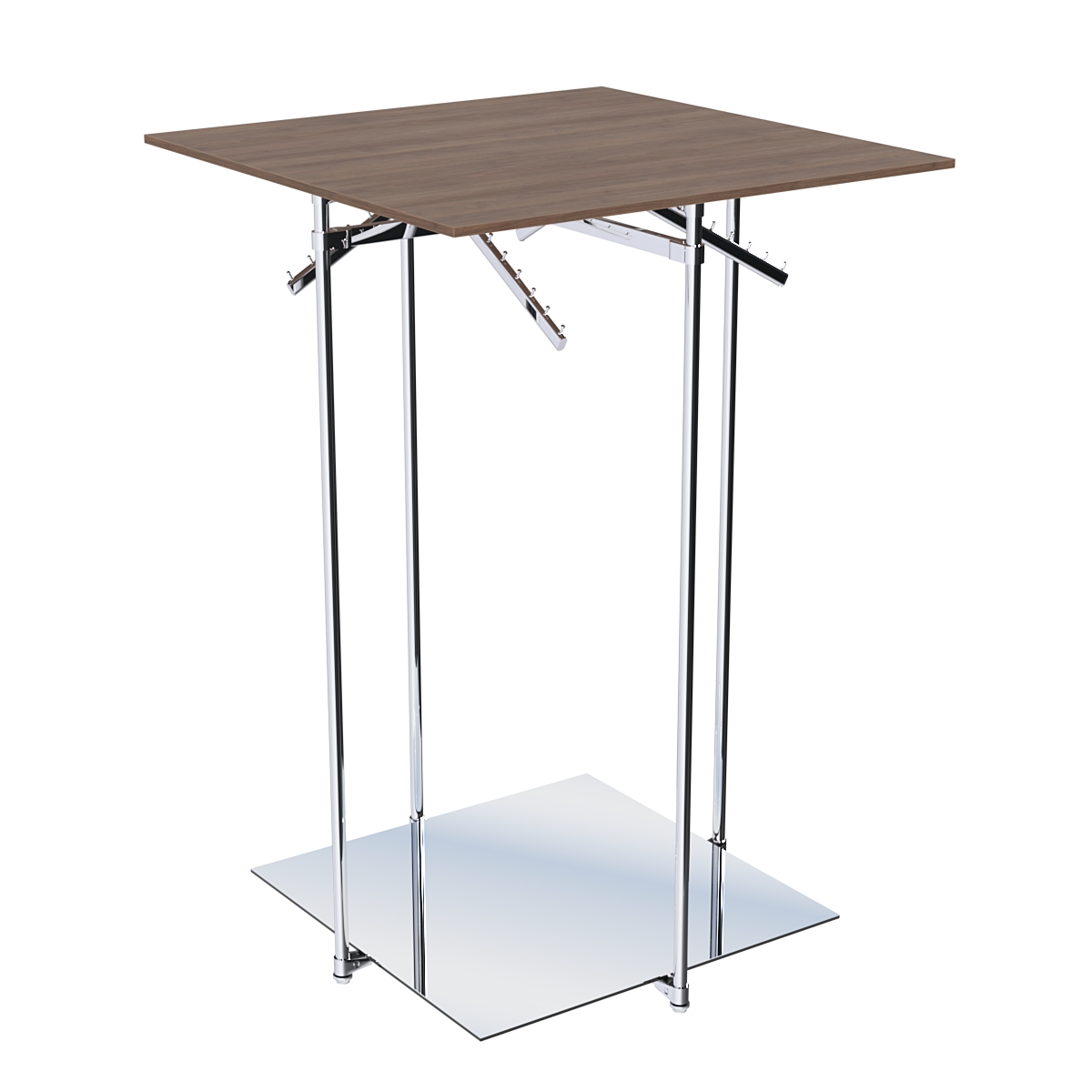 Хромированное вешало КВАДРАТ №2-3 (низ - зеркальный, верхняя платформа - ДСП 16мм) Орех