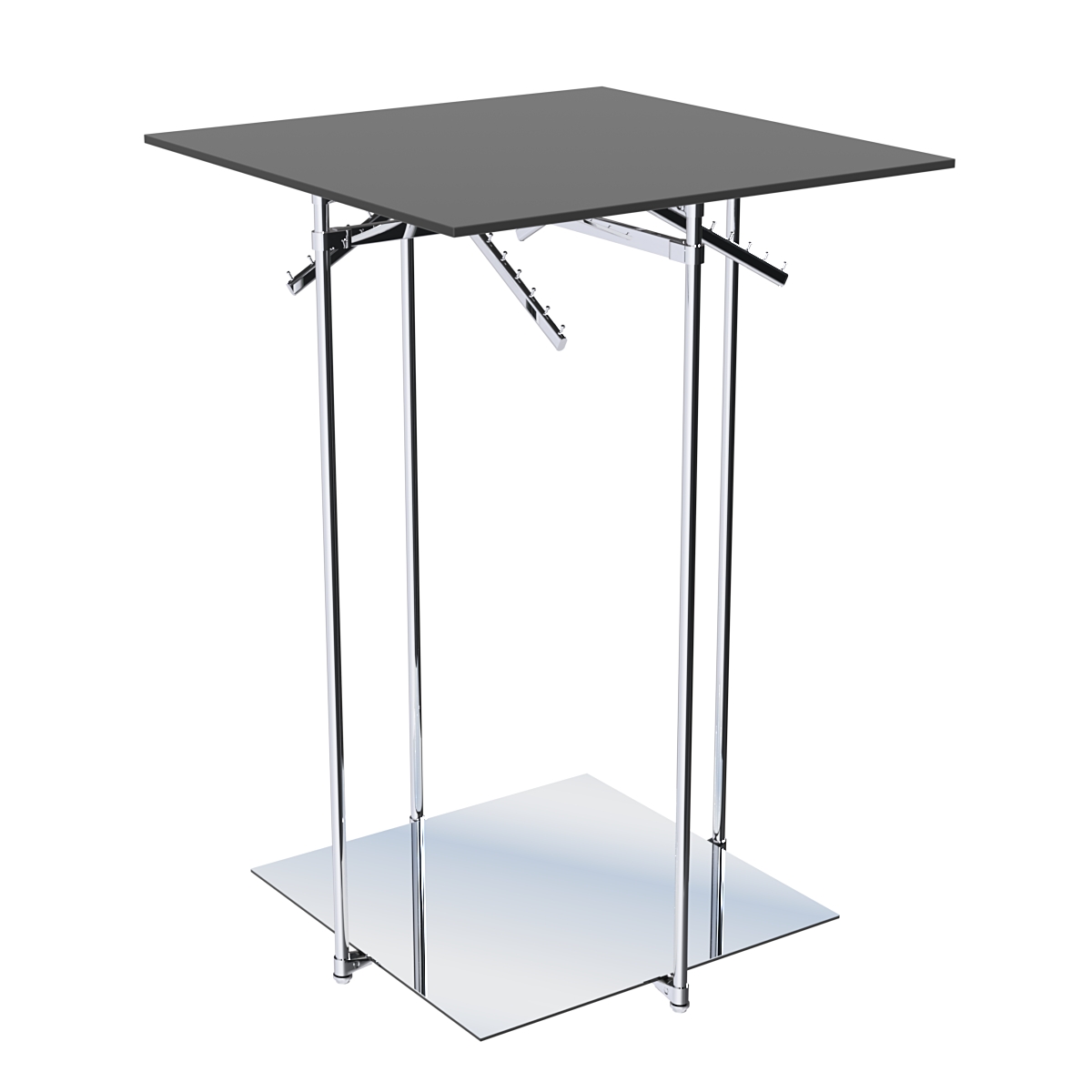 Хромированное вешало КВАДРАТ №2-3 (низ - зеркальный, верхняя платформа - ДСП 16мм) Черный