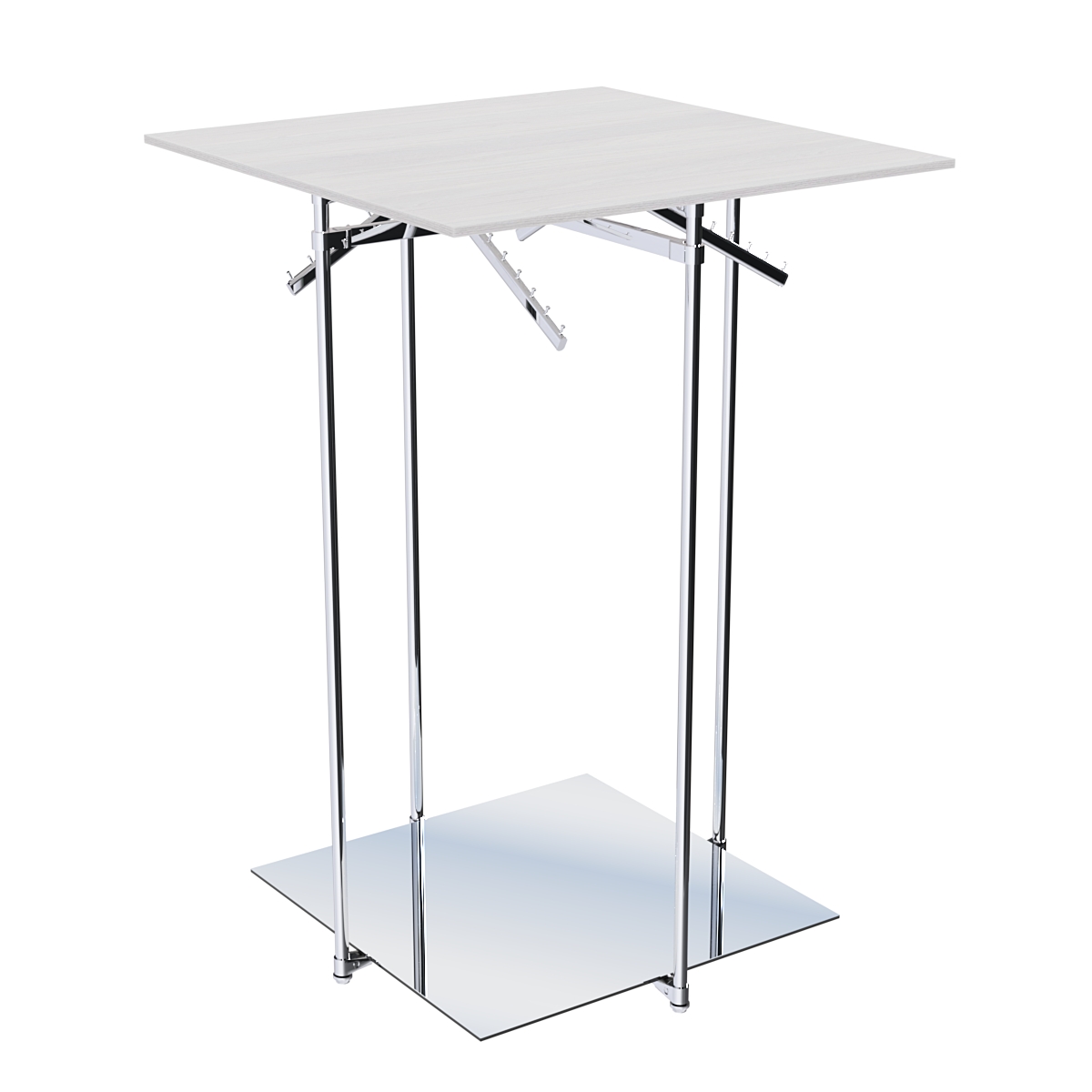 Хромированное вешало КВАДРАТ №2-3 (низ - зеркальный, верхняя платформа - ДСП 16мм) Ясень Анкор светлый