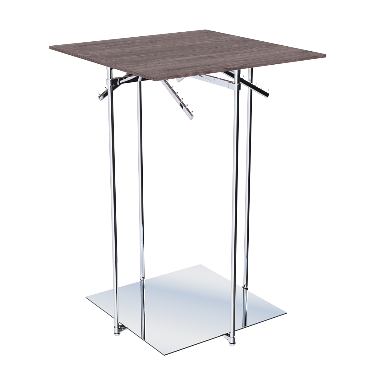 Хромированное вешало КВАДРАТ №2-3 (низ - зеркальный, верхняя платформа - ДСП 16мм) Ясень Анкор темный