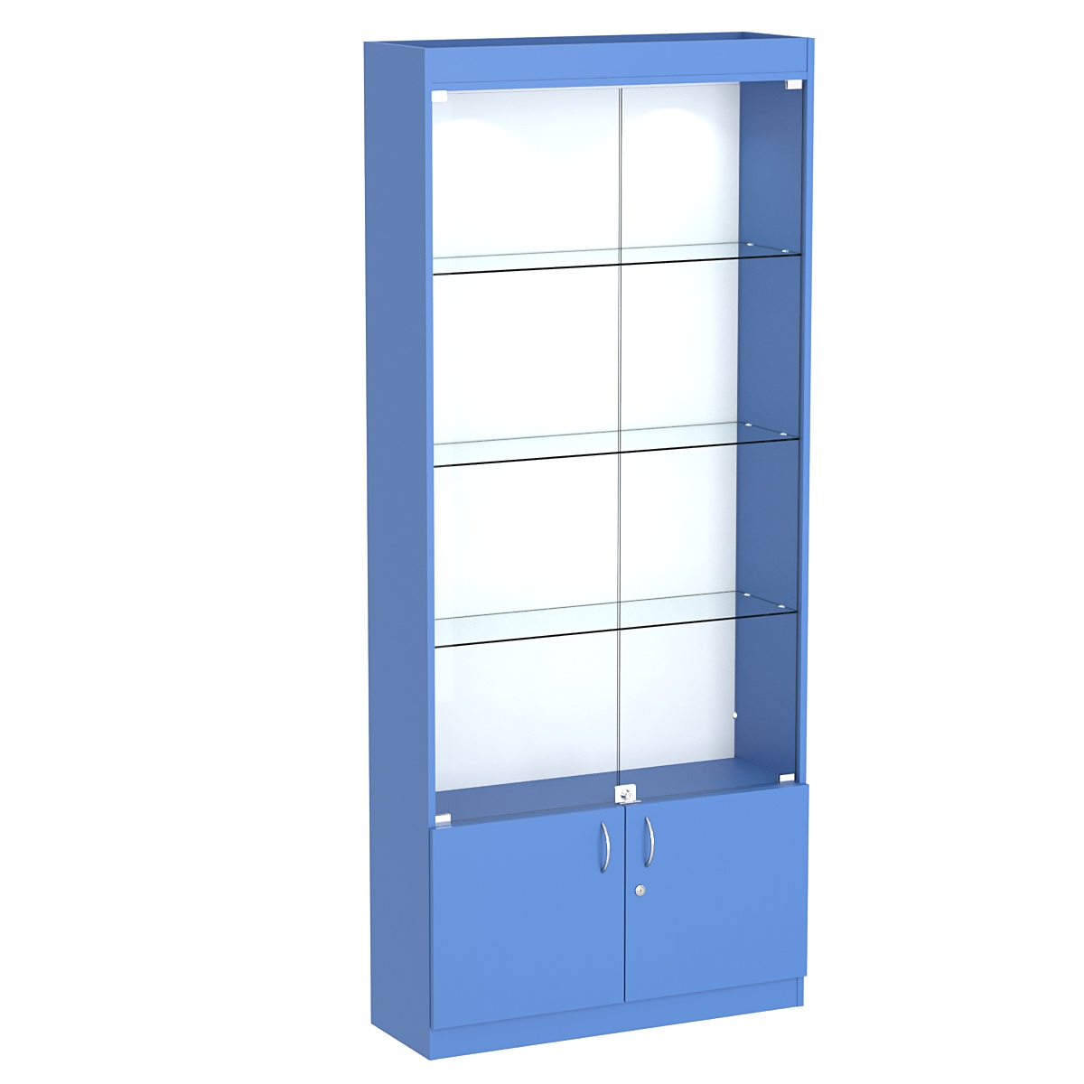 Стеклянная витрина серии Эконом № 300-1 (задняя стенка ДВП) Делфт голубой U525 ST9