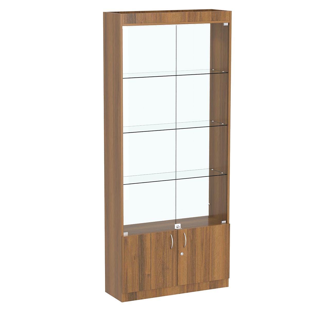 Стеклянная витрина серии Эконом № 300-2 (задняя стенка Стекло) Орех