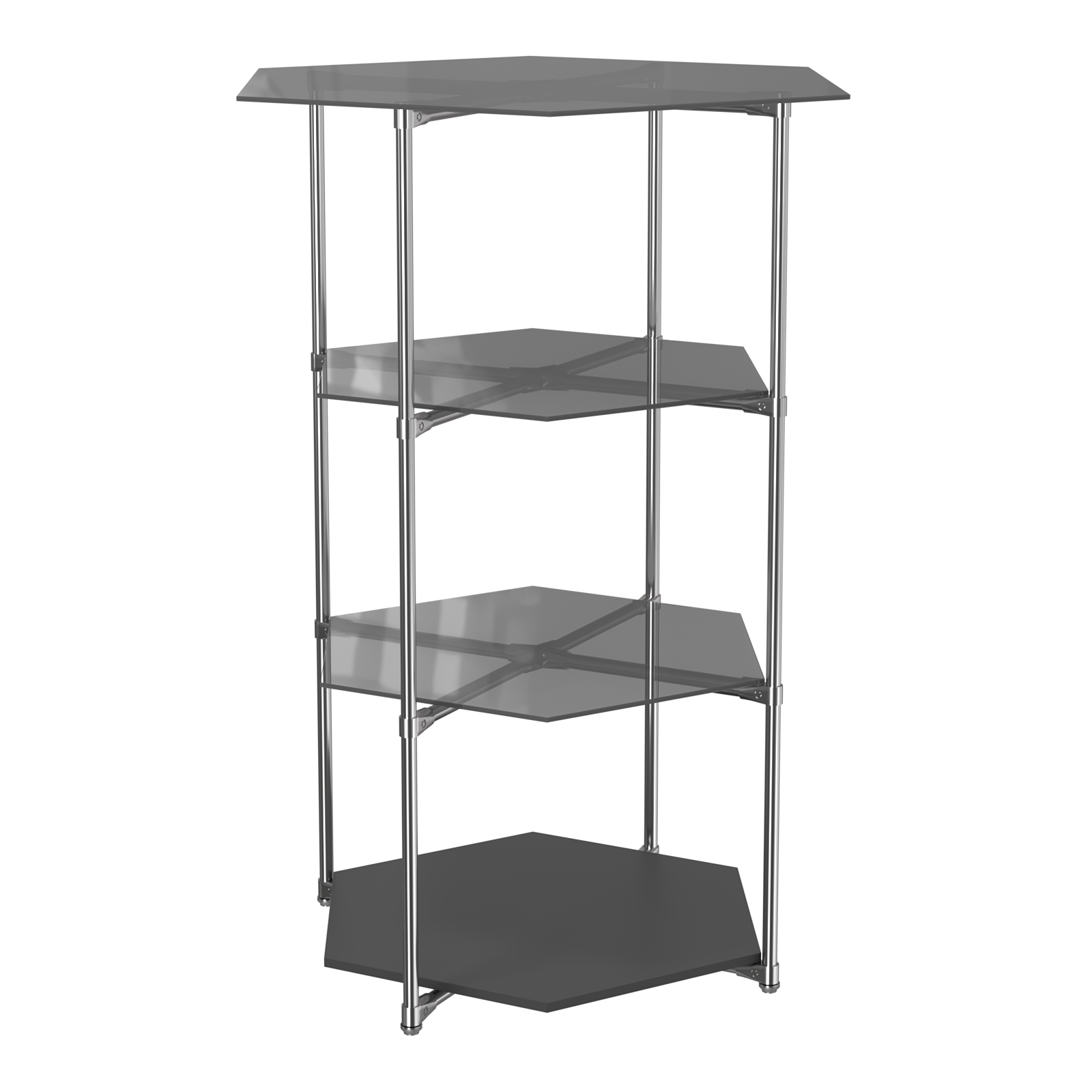 Торговый стенд ЗВЕЗДА с тремя тонированными стеклянными шестигранными полками №2 Черный