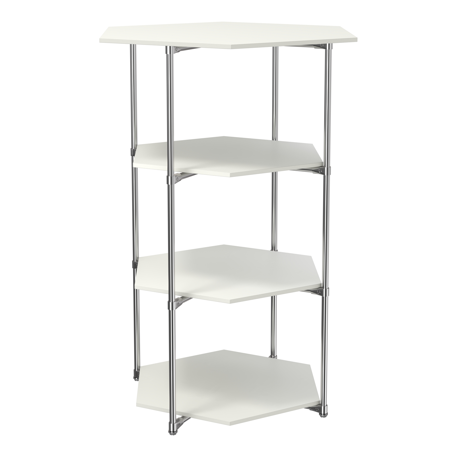 Торговый стенд ЗВЕЗДА с тремя шестигранными полками ДСП 16 мм №3 Белый