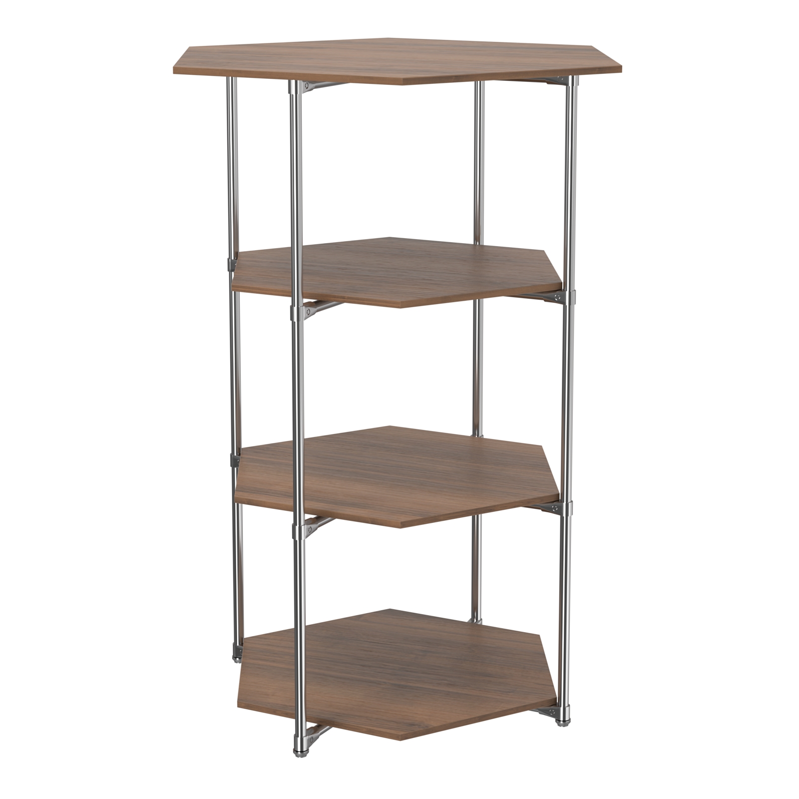 Торговый стенд ЗВЕЗДА с тремя шестигранными полками ДСП 16 мм №3 Орех