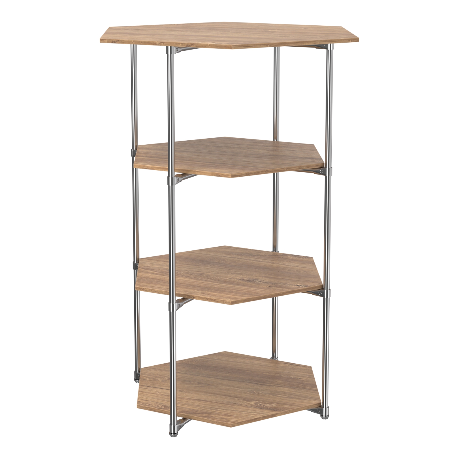 Торговый стенд ЗВЕЗДА с тремя шестигранными полками ДСП 16 мм №3 Дуб Канзас коричневый