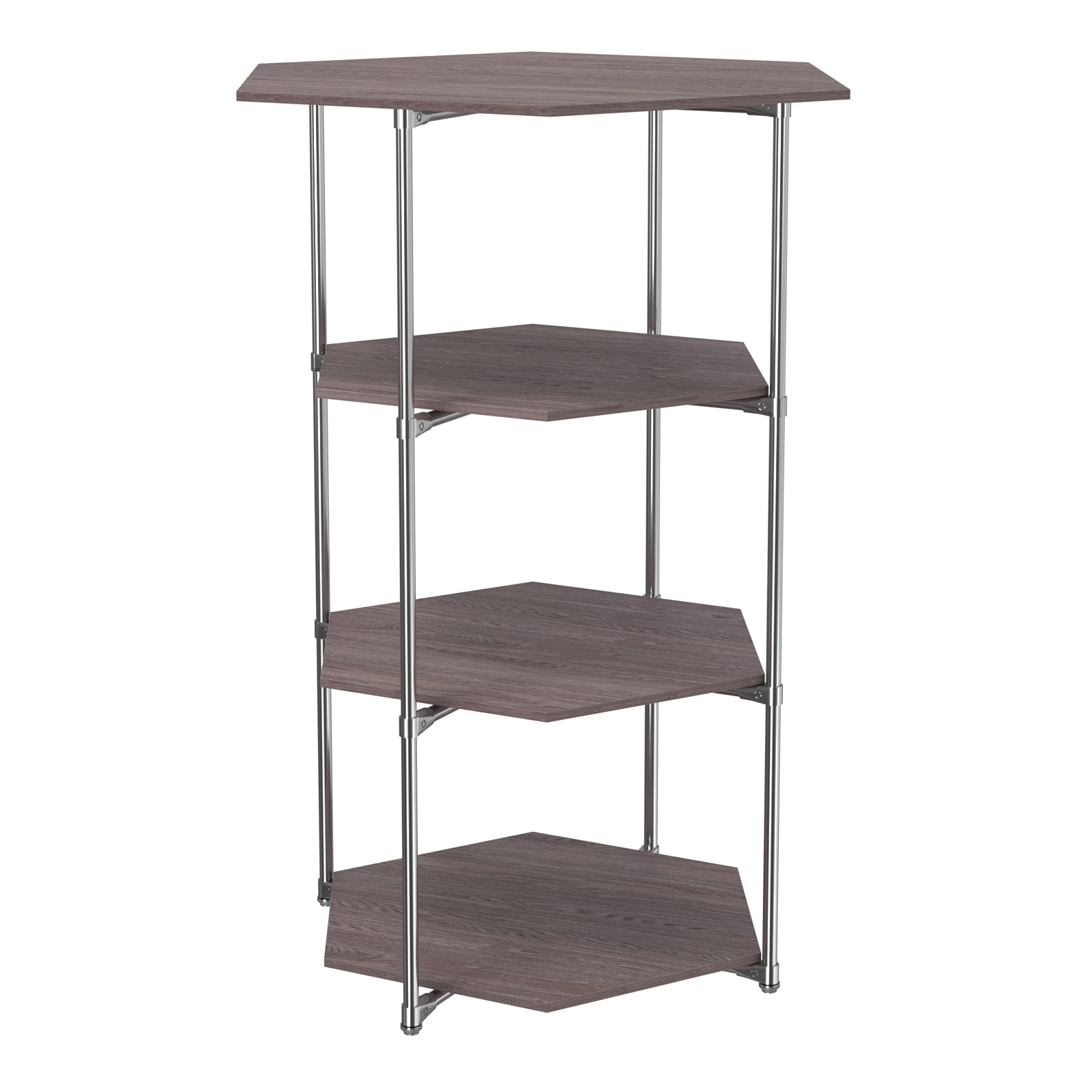 Торговый стенд ЗВЕЗДА с тремя шестигранными полками ДСП 16 мм №3 Ясень Анкор темный