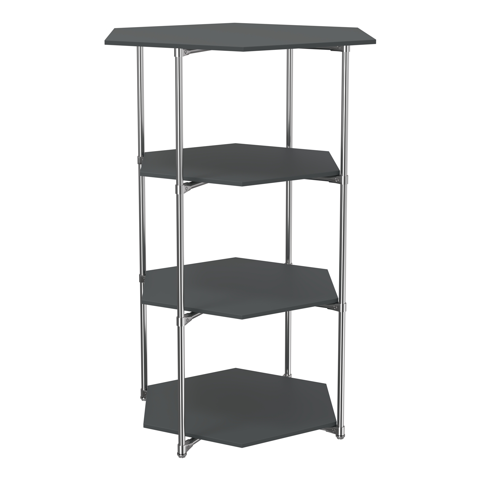 Торговый стенд ЗВЕЗДА с тремя шестигранными полками ДСП 16 мм №3 Антрацит