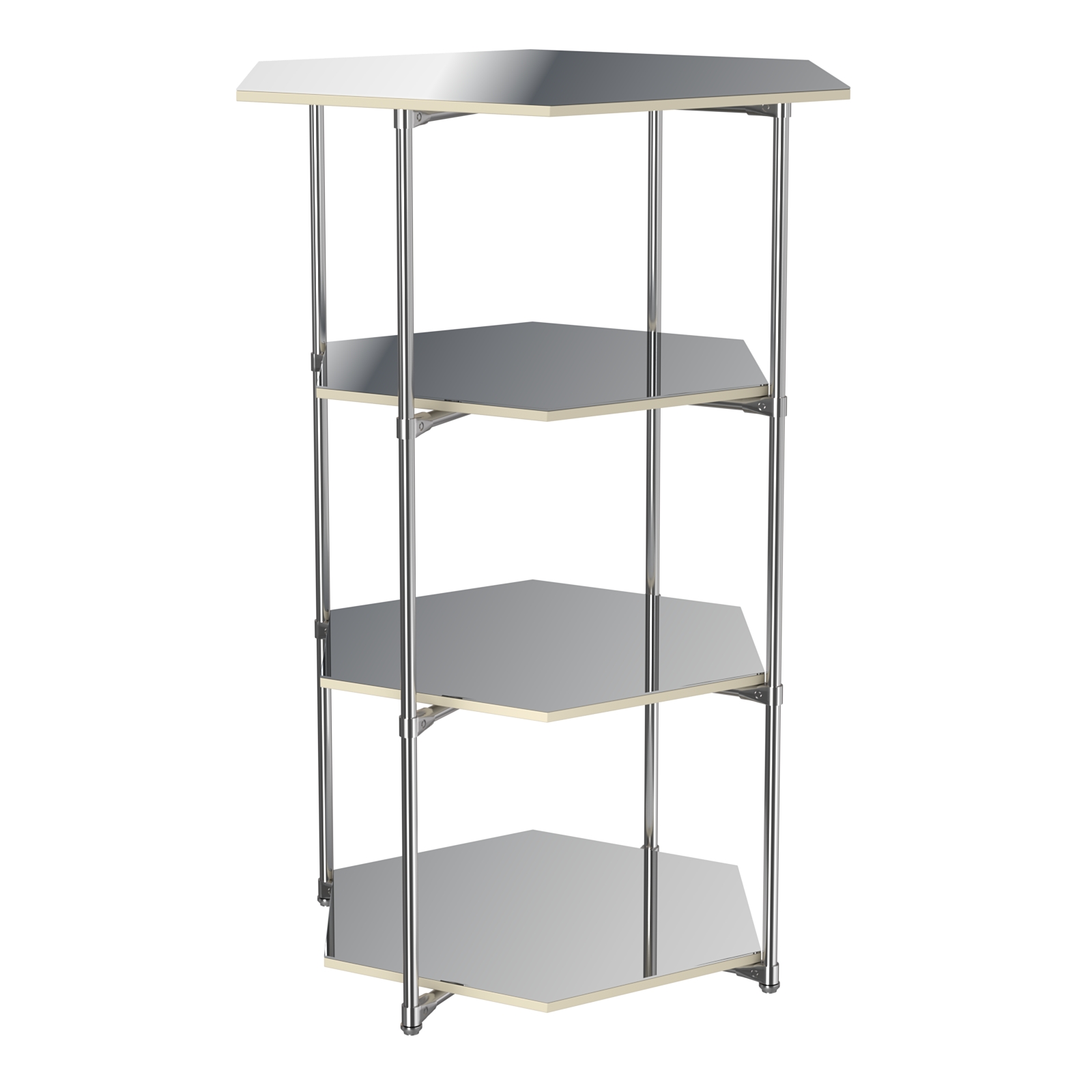 Торговый стенд ЗВЕЗДА с тремя шестигранными зеркальными полками №4 Крем Вайс