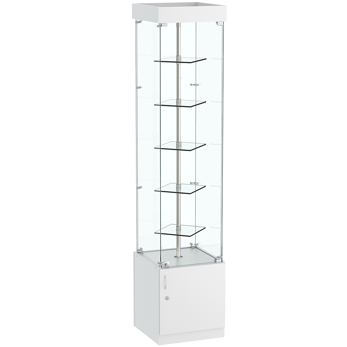 Стеклянная торговая витрина с пятью прозрачными полками Фрактал №2-1 Cерый