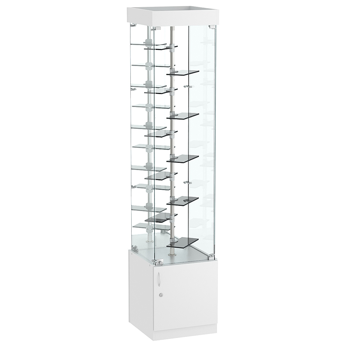 Стеклянная торговая витрина с миниатюрными тонированными полками Dark №4-2 Cерый