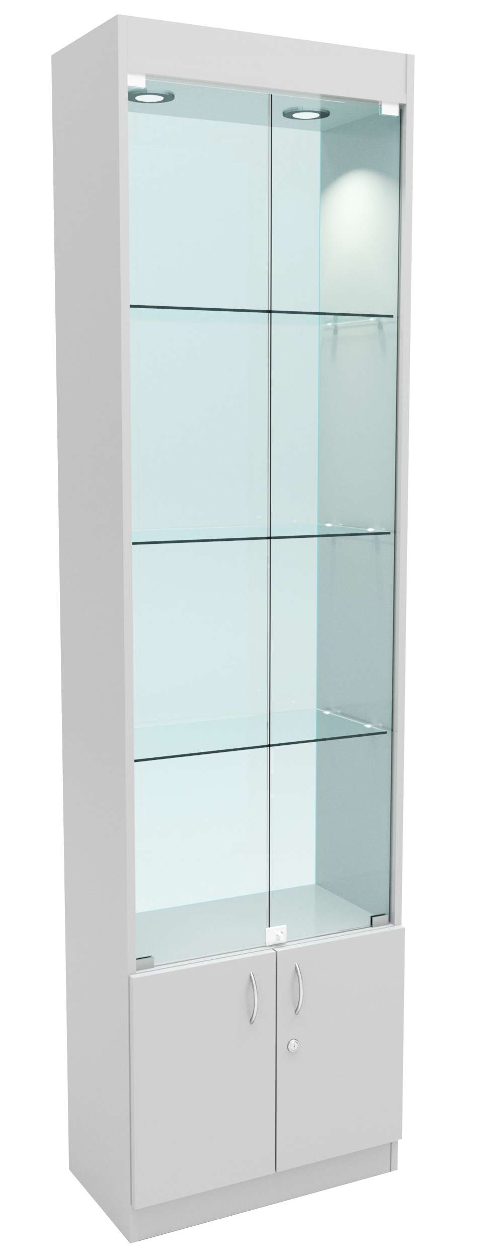 Стеклянная витрина серии Эконом № 300-2-600 (задняя стенка - стекло) Cерый