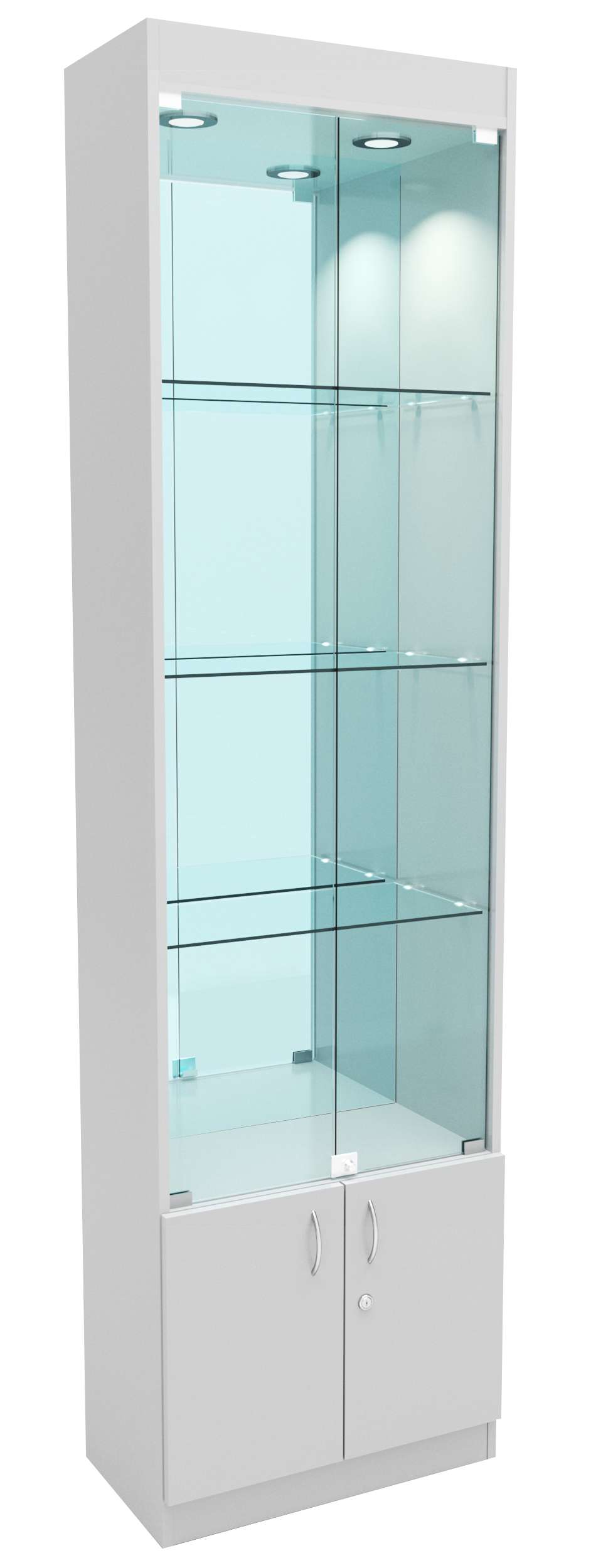 Стеклянная витрина серии Эконом № 300-3-600 (задняя стенка - зеркало) Cерый