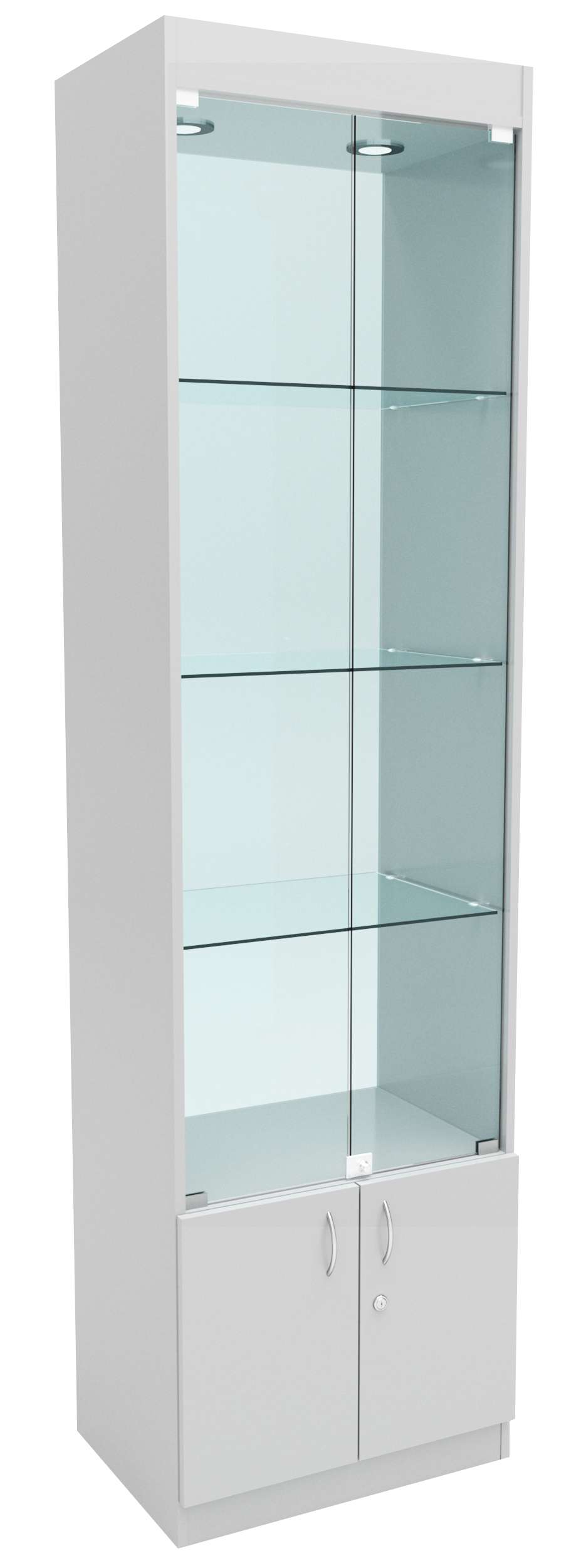 Стеклянная витрина №1-2-600 с каркасом из ДСП (задняя стенка стекло) Cерый