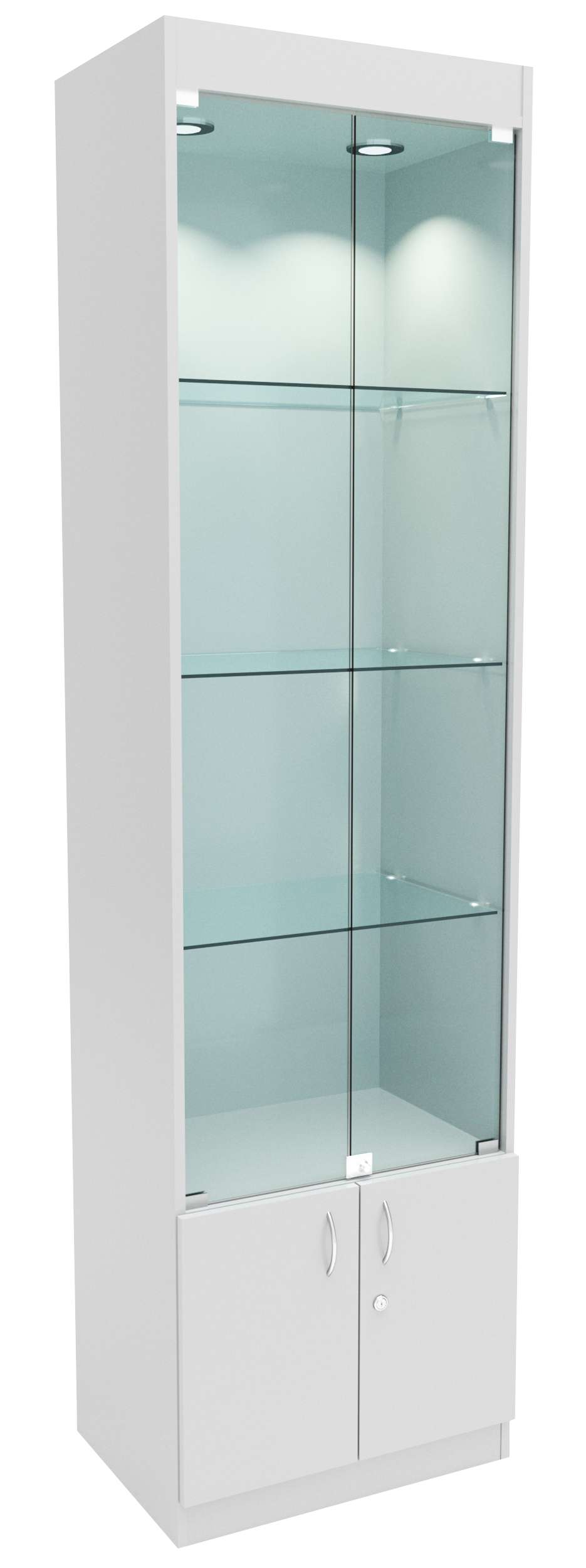 Стеклянная витрина №1-1-600 с каркасом из ДСП (задняя стенка ДВП) Cерый