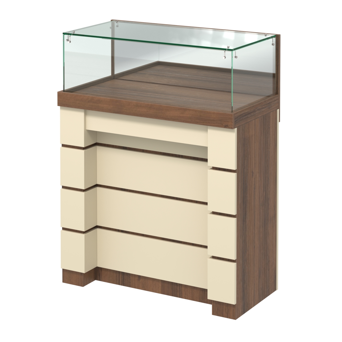 Торговый прилавок с утопленным фасадом широкий №УФ-1-900 Орех + Крем Вайс