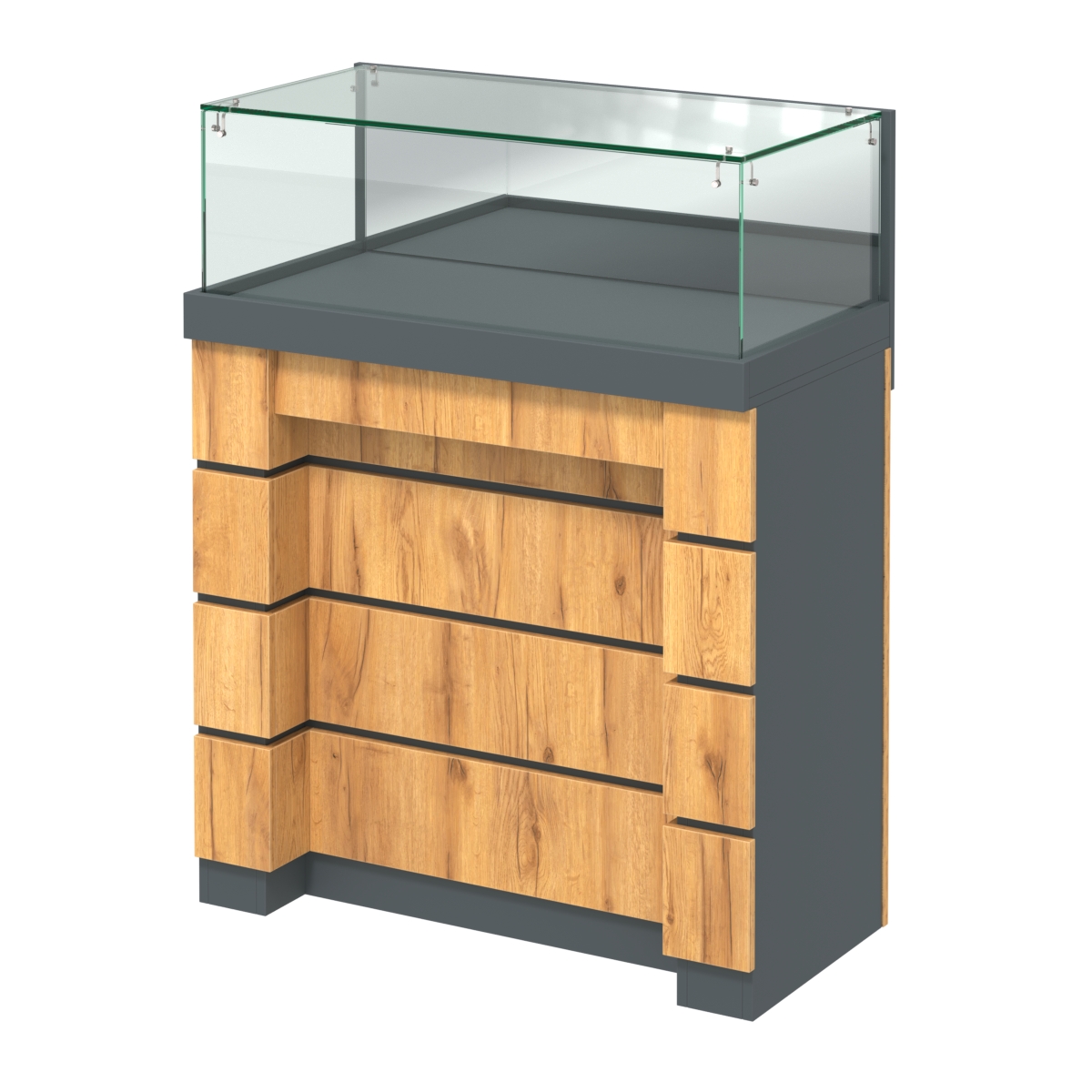 Торговый прилавок с утопленным фасадом широкий №УФ-1-900 Темно-Серый  + Дуб Золотистый