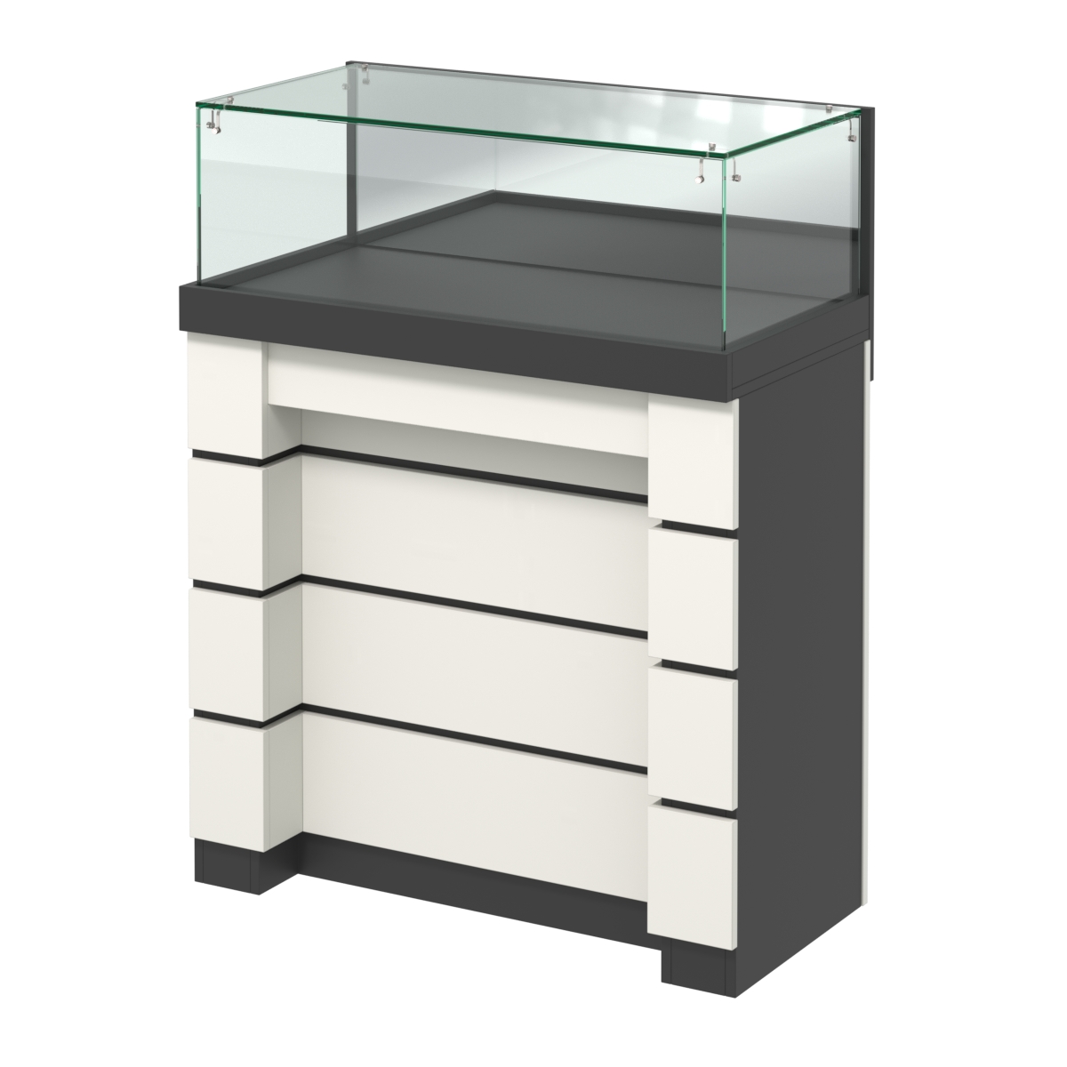 Торговый прилавок с утопленным фасадом прямоугольный №УФ-2-900 Черный и Белый