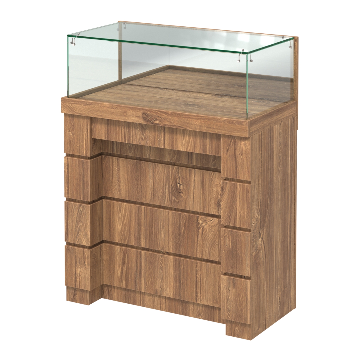 Торговый прилавок с утопленным фасадом прямоугольный №УФ-2-900 Дуб Канзас коричневый