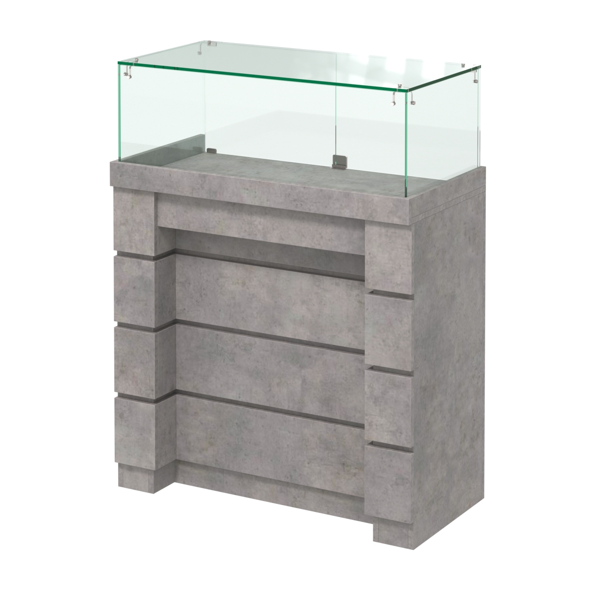 Торговый прилавок с утопленным фасадом и распашными дверками №УФ-3-900 Бетон Чикаго светло-серый F186 ST9