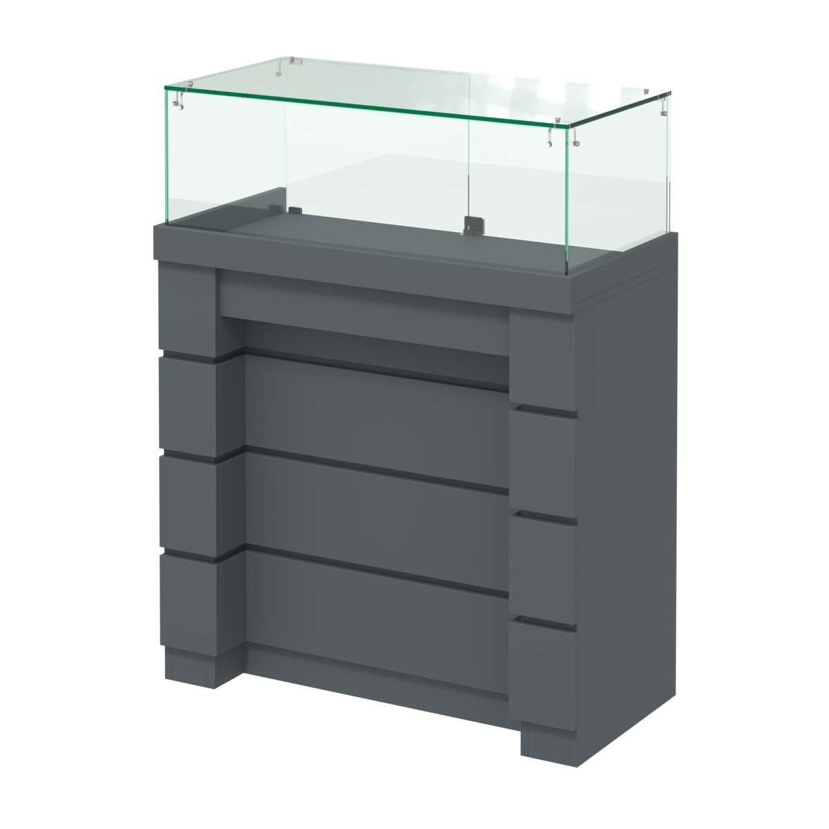 Торговый прилавок с утопленным фасадом и распашными дверками №УФ-3-900 Темно-Серый