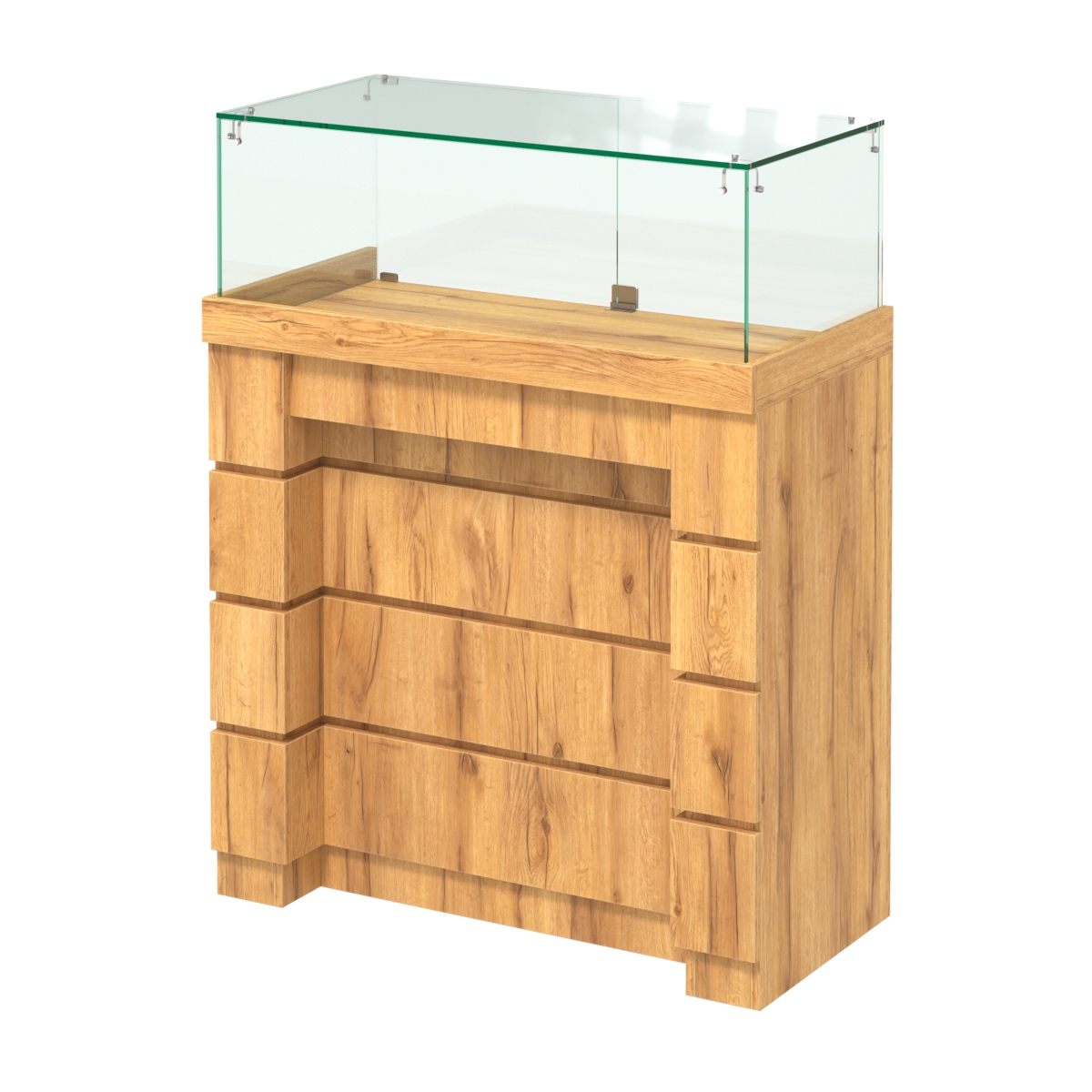 Торговый прилавок с утопленным фасадом и широкими ящиками №УФ-4-900 Дуб Золотистый