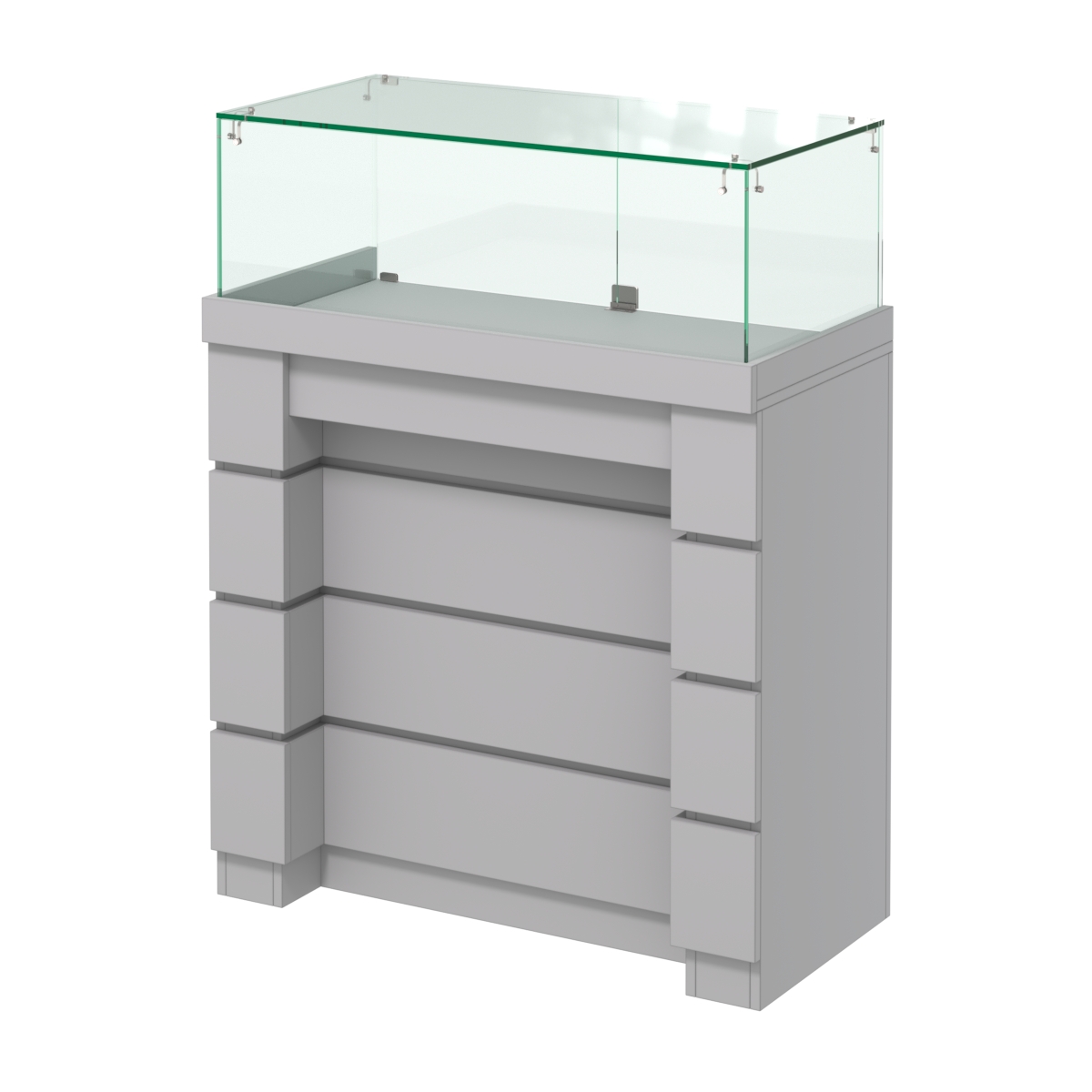 Торговый прилавок с утопленным фасадом и широкими ящиками №УФ-4-900 Cерый