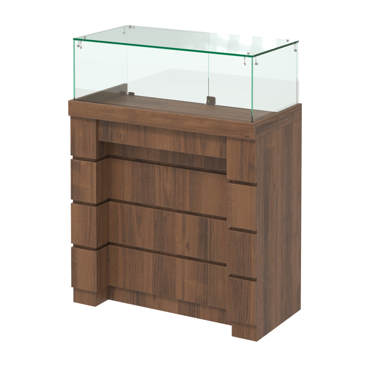 Торговый прилавок с утопленным фасадом и широкими ящиками №УФ-4-900 Орех