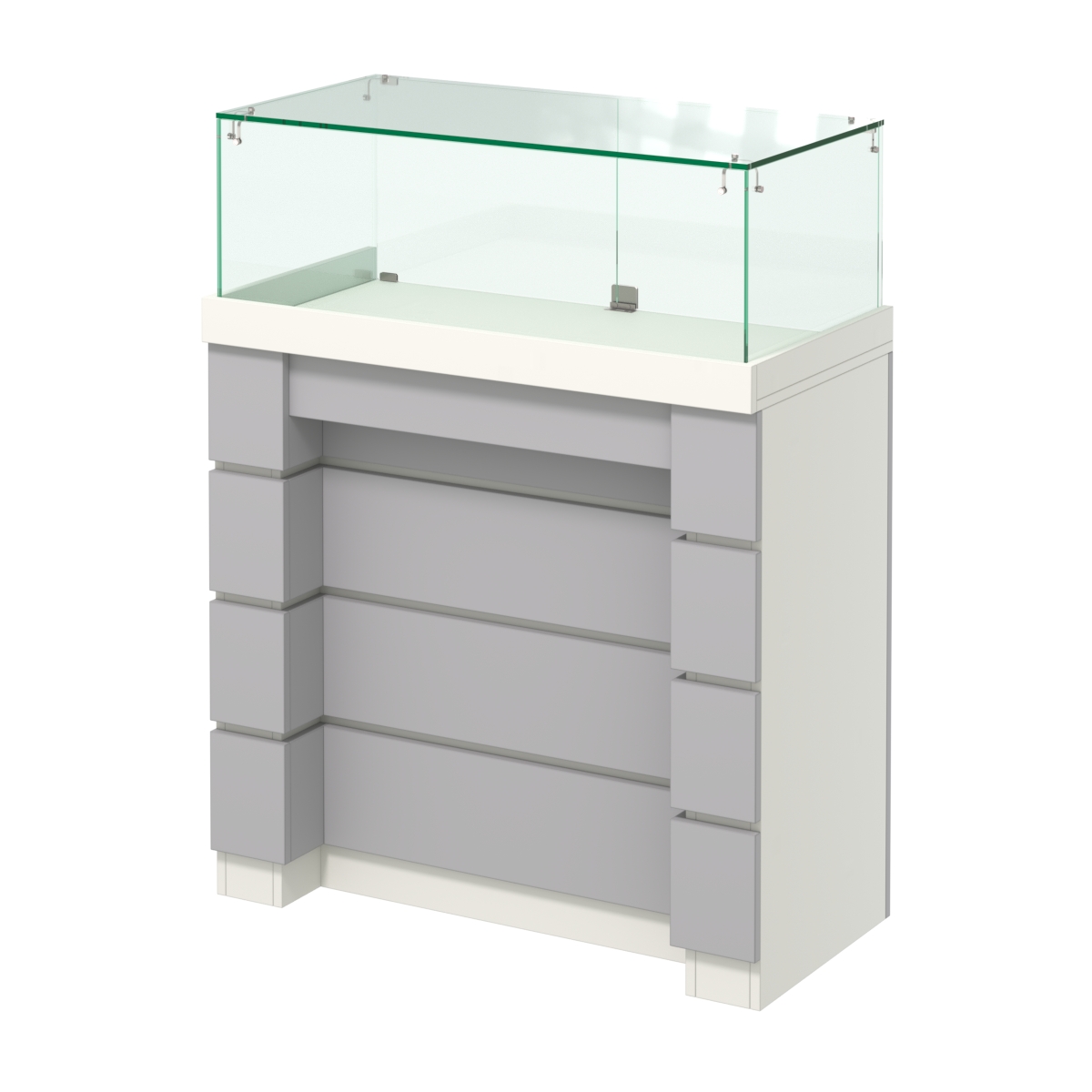 Торговый прилавок с утопленным фасадом и широкими ящиками №УФ-4-900 Белый + Серый