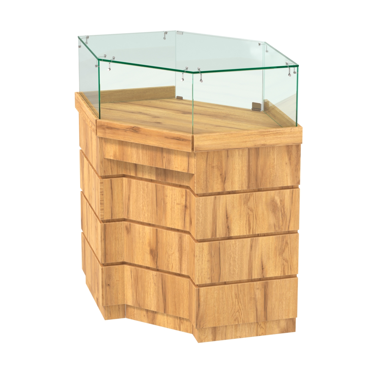 Торговый прилавок угловой внешний с утопленным фасадом №УФ-5 Дуб Золотистый