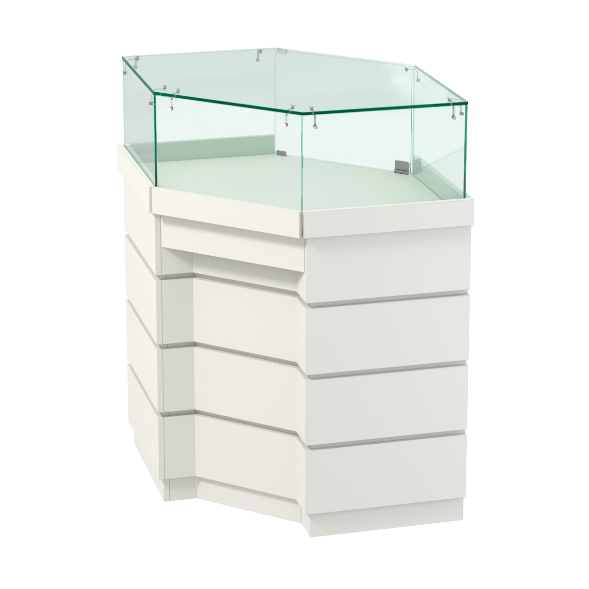 Торговый прилавок угловой внешний с утопленным фасадом №УФ-5 Белый