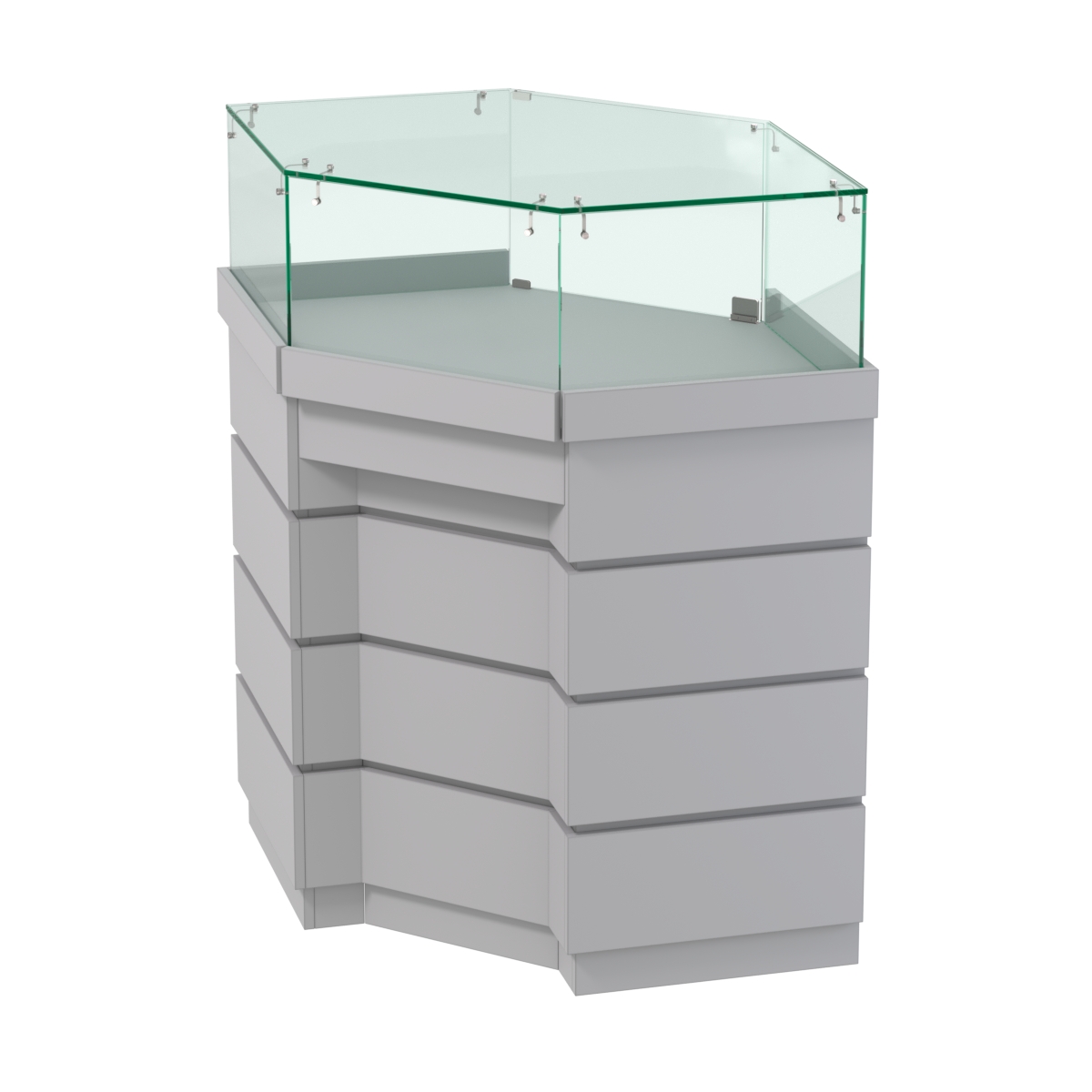 Торговый прилавок угловой внешний с утопленным фасадом №УФ-5 Cерый