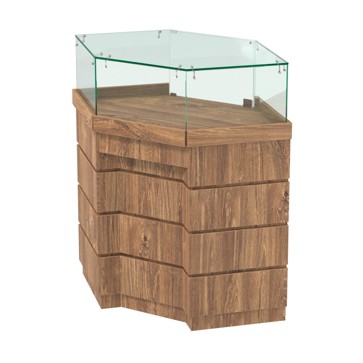 Торговый прилавок угловой внешний с утопленным фасадом №УФ-5 Дуб Канзас коричневый