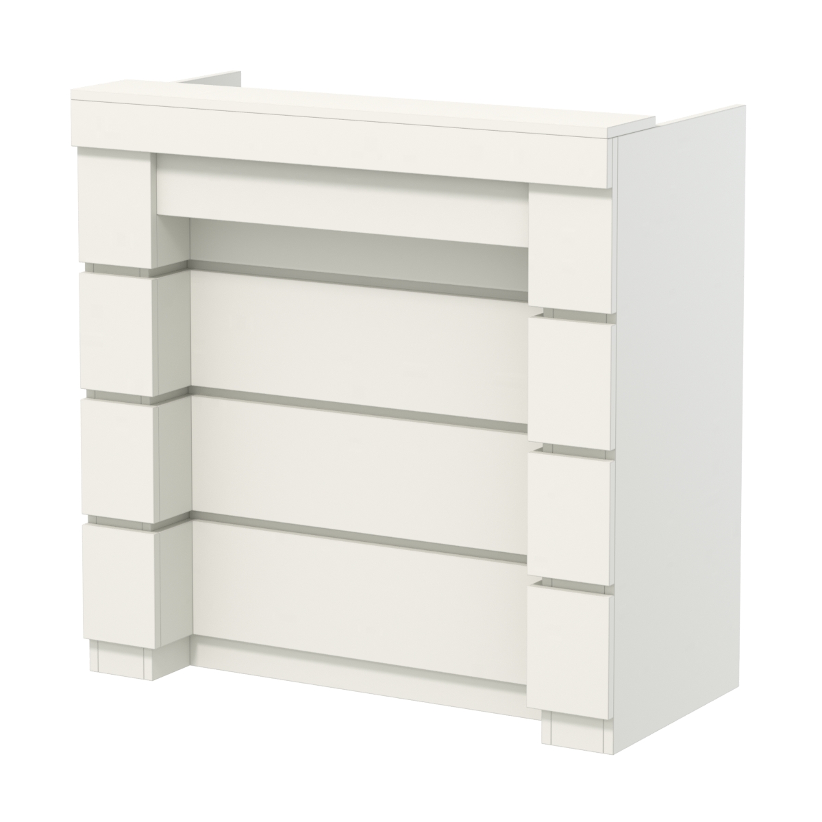 Торговый кассовый прилавок выкатной с утопленным фасадом №УФК-1-1 Белый