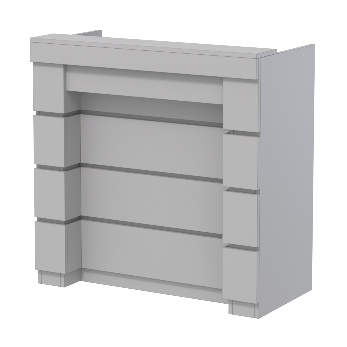 Торговый кассовый прилавок выкатной с утопленным фасадом №УФК-1-1 Cерый