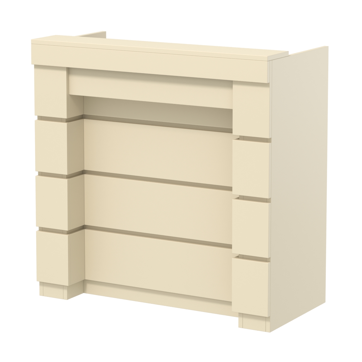 Торговый кассовый прилавок выкатной с утопленным фасадом №УФК-1-1 Крем Вайс