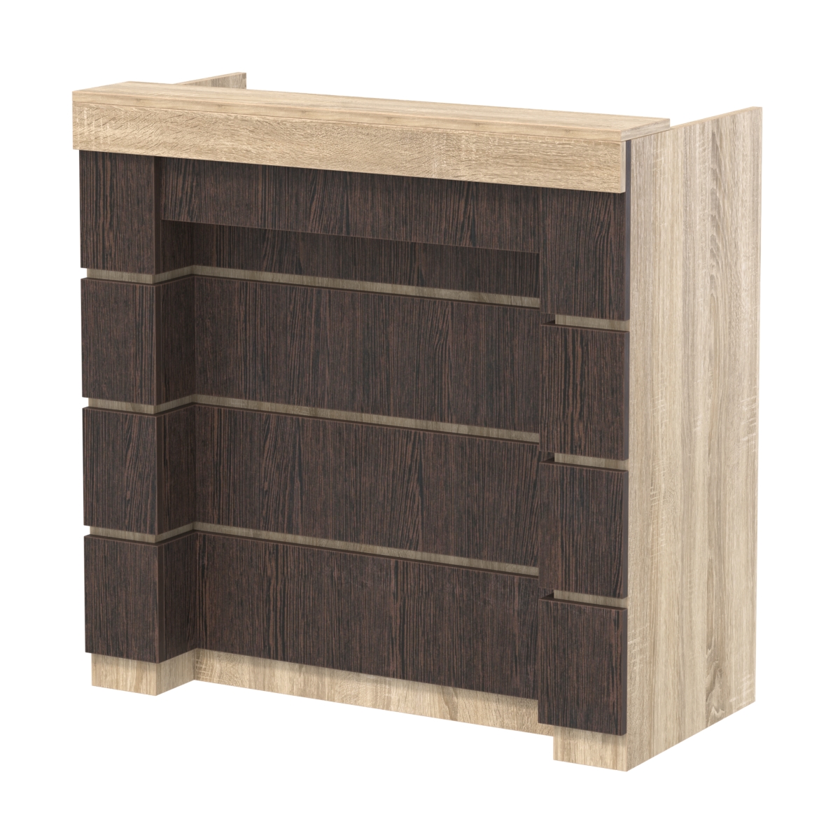 Торговый кассовый прилавок выкатной с утопленным фасадом №УФК-1-1 Дуб Сонома + Дуб Венге