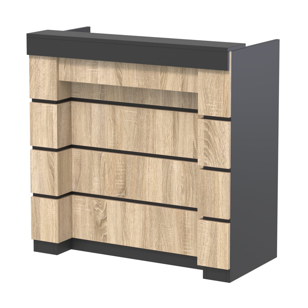 Торговый кассовый прилавок выкатной с утопленным фасадом №УФК-1-1 Черный + Дуб Сонома