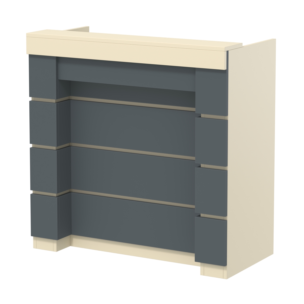 Торговый кассовый прилавок выкатной с утопленным фасадом №УФК-1-1 Крем Вайс и Темно Серый U2236-U2601