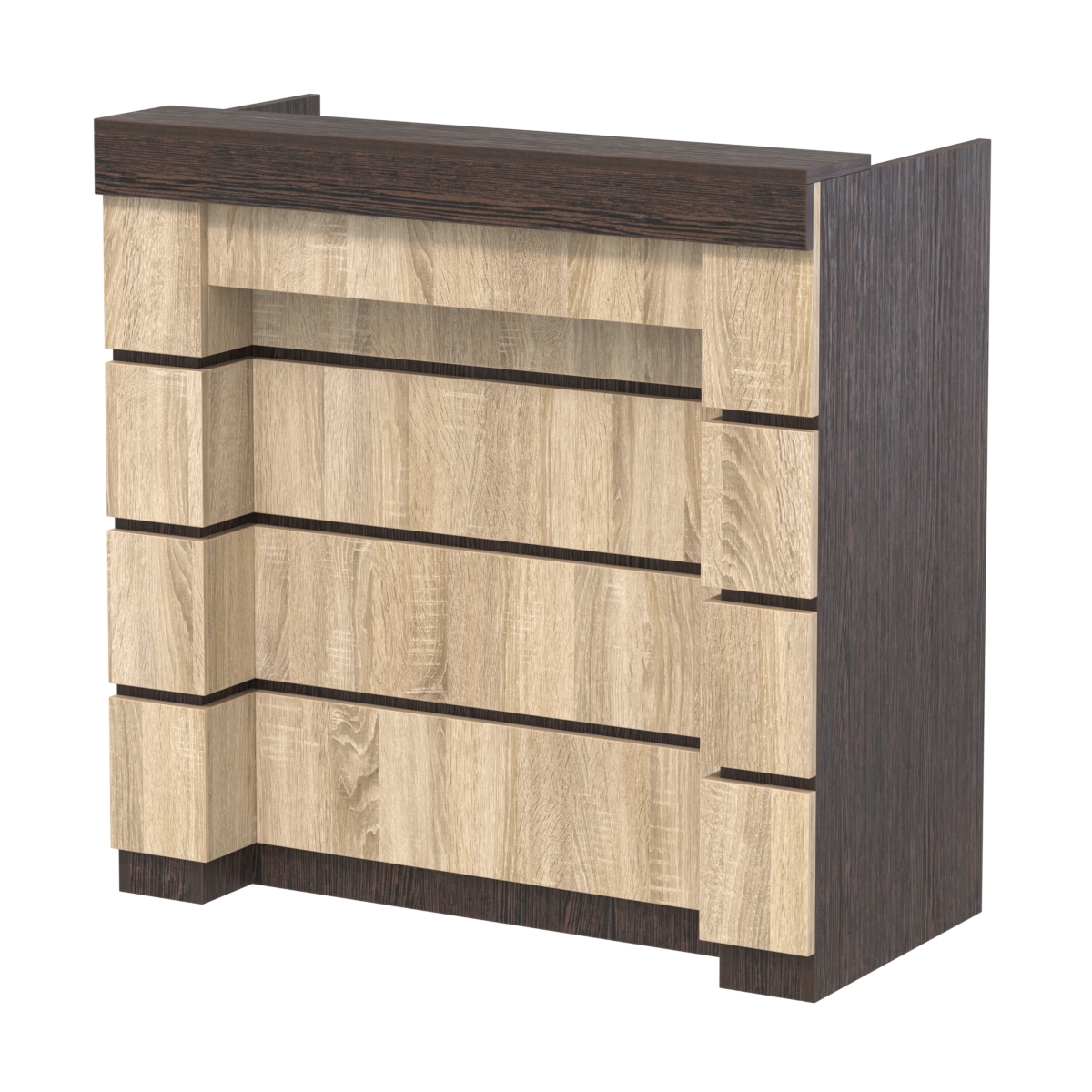 Торговый кассовый прилавок выкатной с утопленным фасадом №УФК-1-1 Дуб Венге + Дуб Сонома