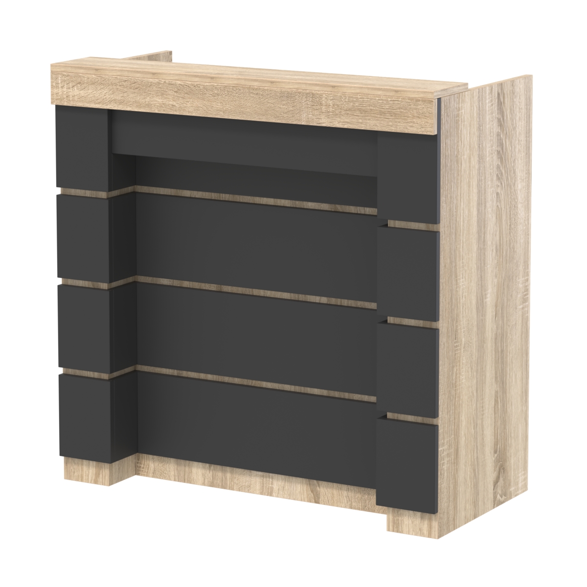 Торговый кассовый прилавок выкатной с утопленным фасадом №УФК-1-1 Дуб сонома, Черный