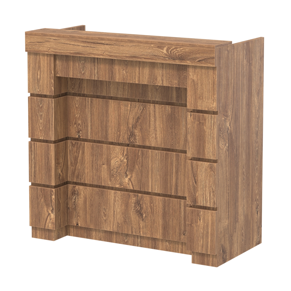 Торговый кассовый прилавок выкатной с утопленным фасадом №УФК-1-1 Дуб Канзас коричневый