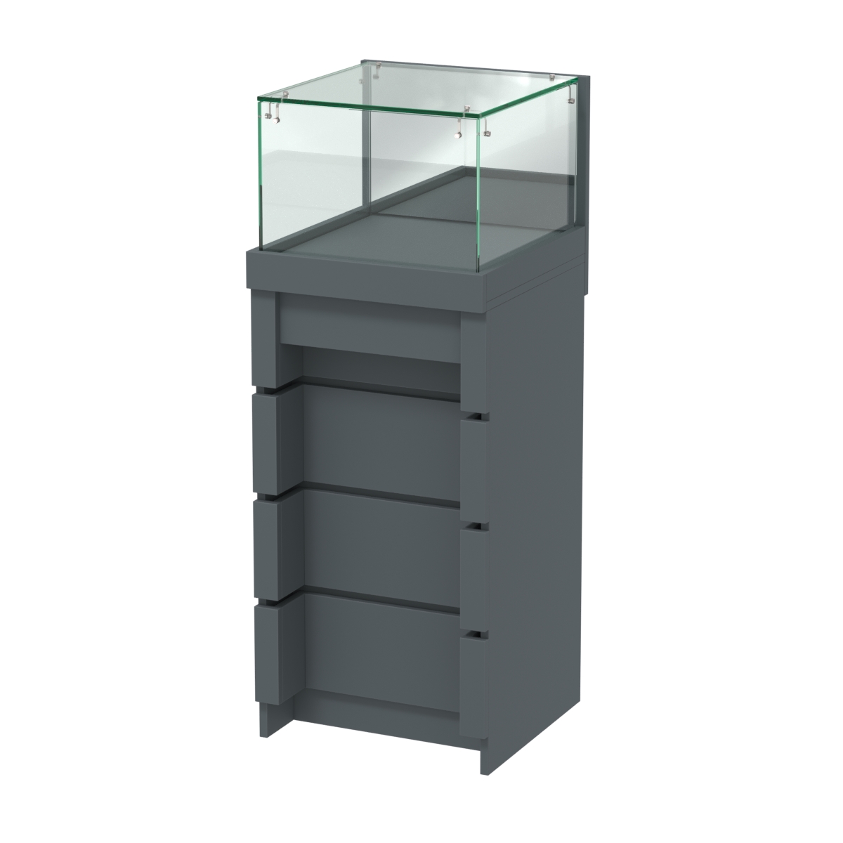 Торговый прилавок с утопленным фасадом и выдвижной зеркальной панелью №УФ-1-450 Темно-Серый